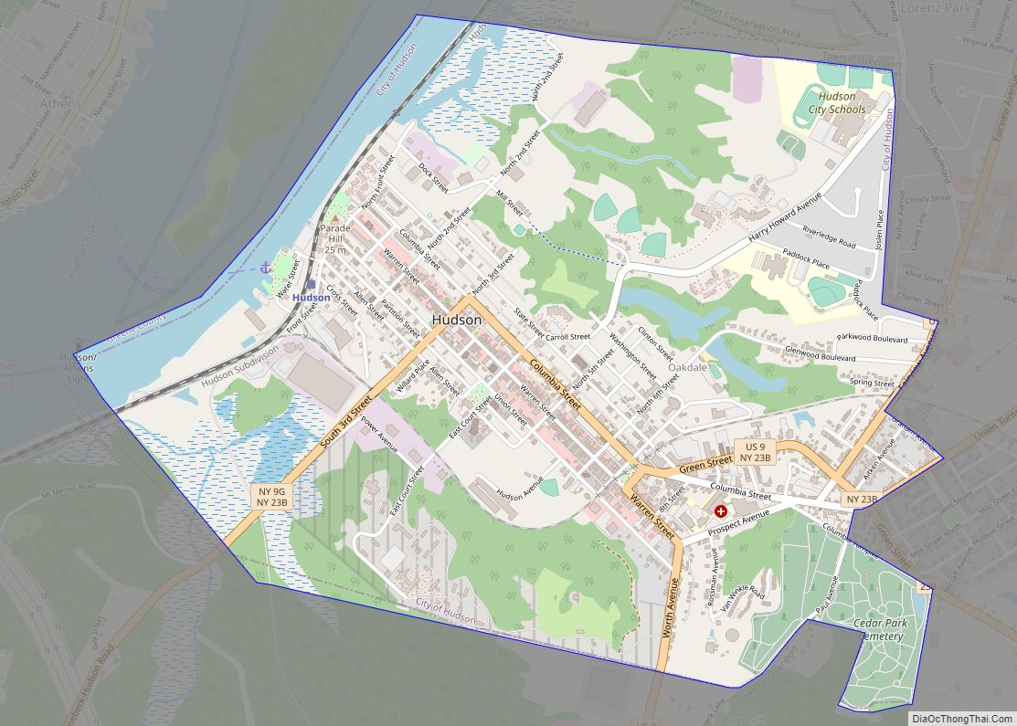 Map of Hudson city, New York