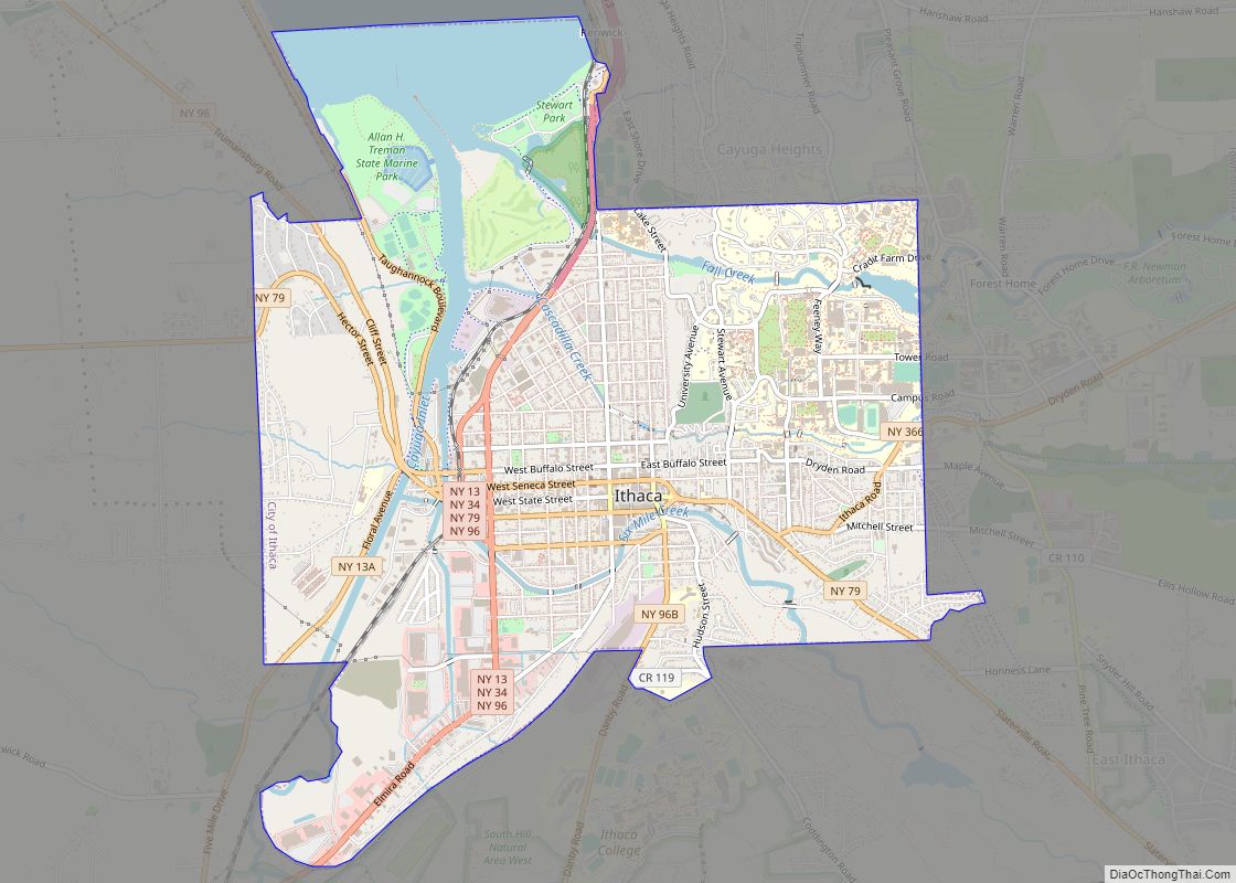 Map of Ithaca city, New York