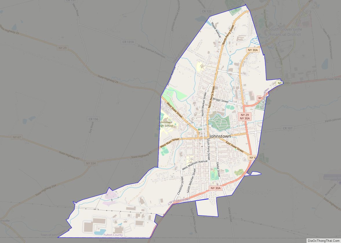 Map of Johnstown city, New York