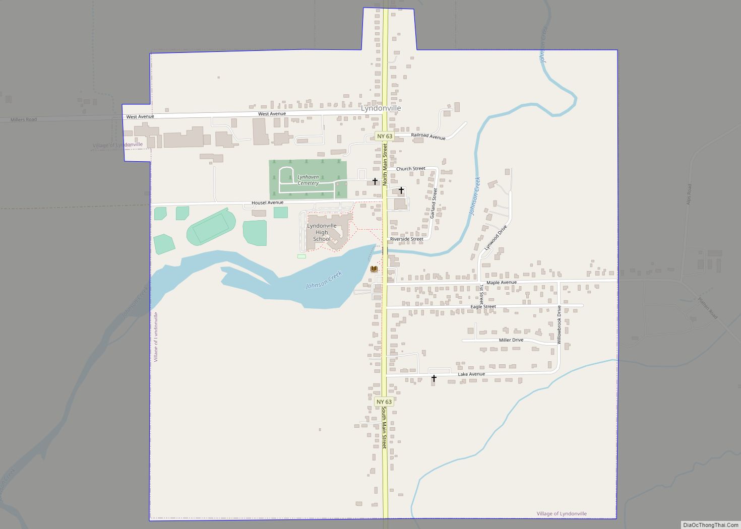 Map of Lyndonville village, New York