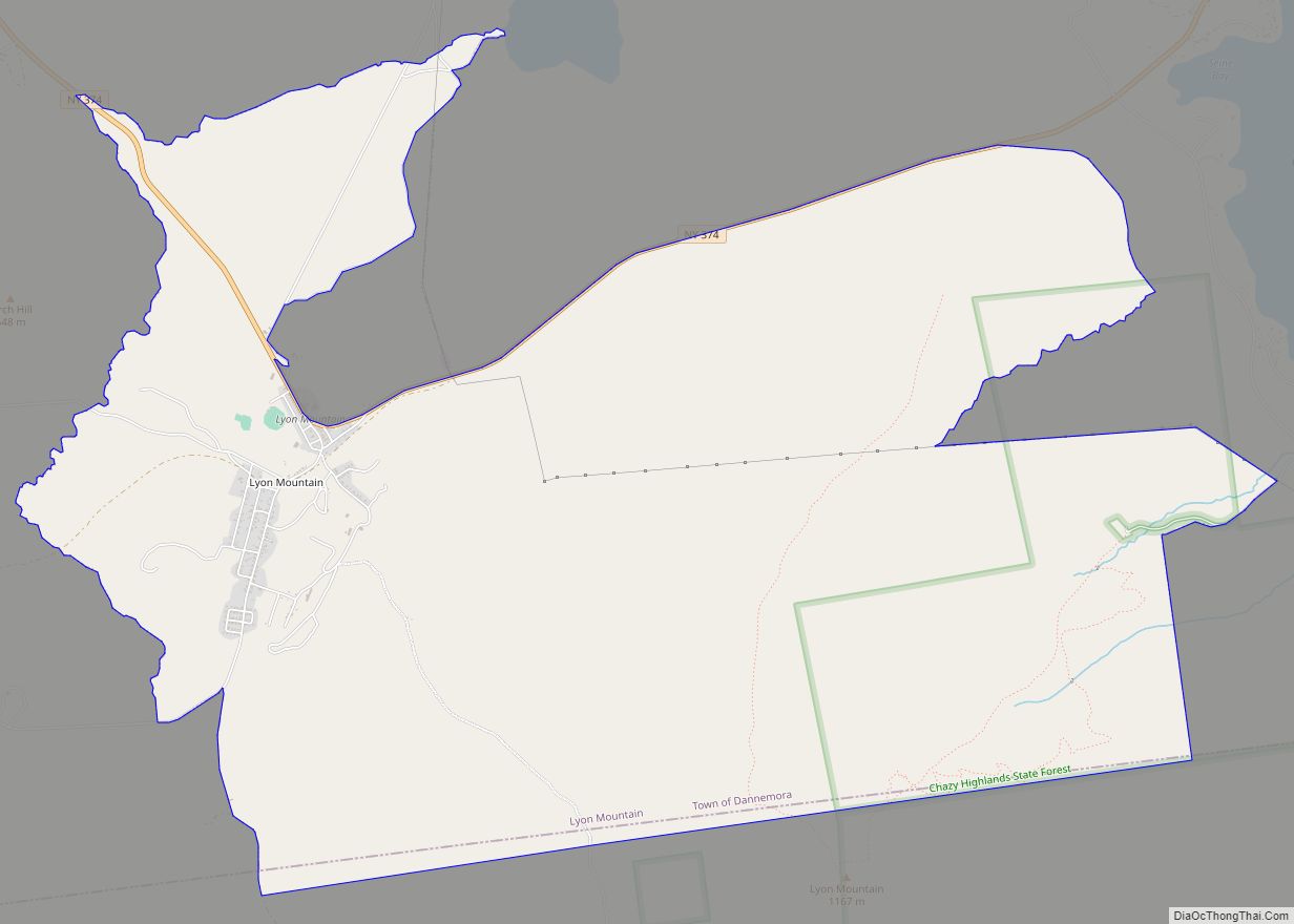 Map of Lyon Mountain CDP