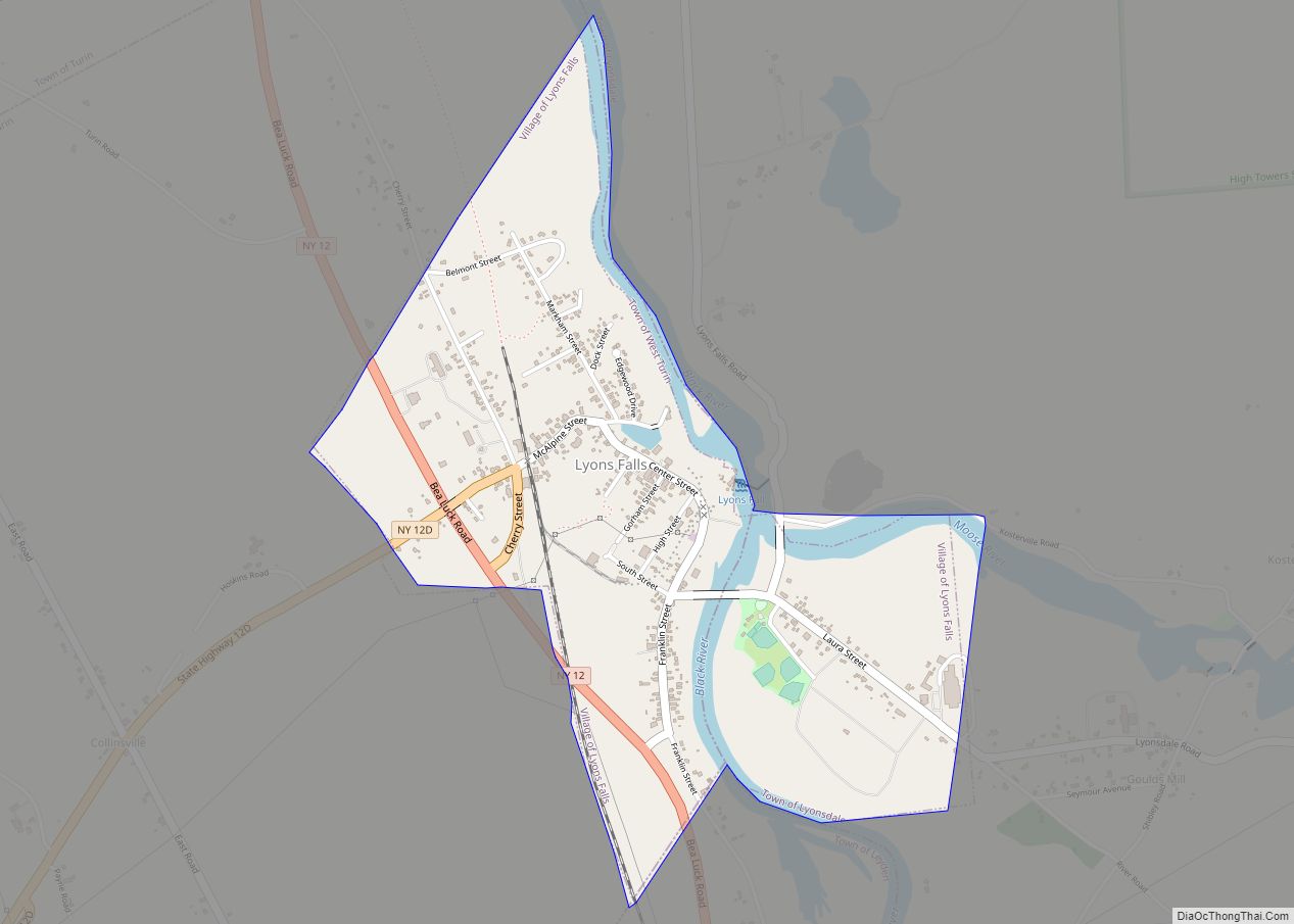 Map of Lyons Falls village