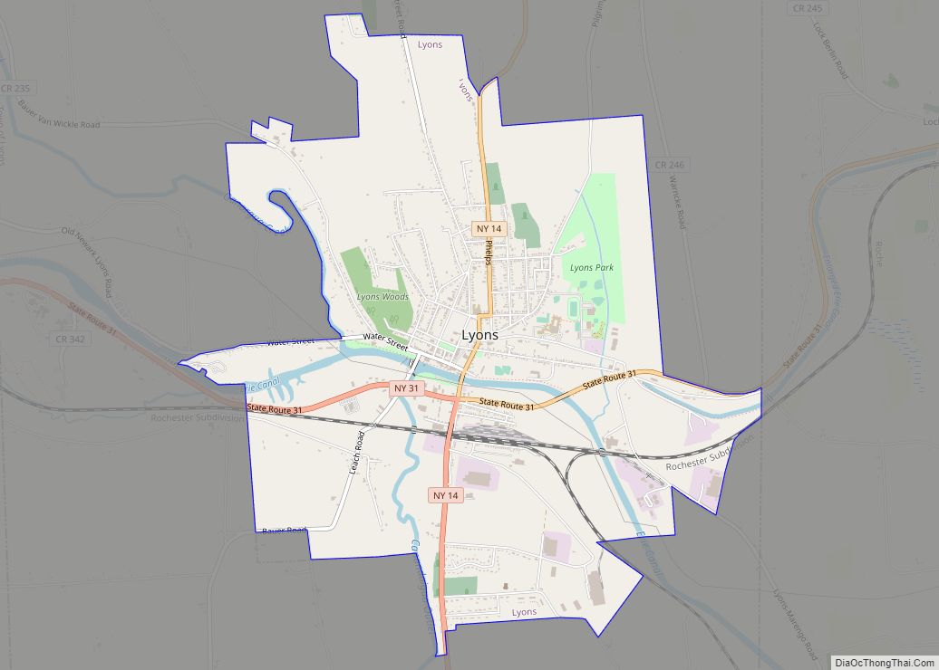 Map of Lyons CDP, New York