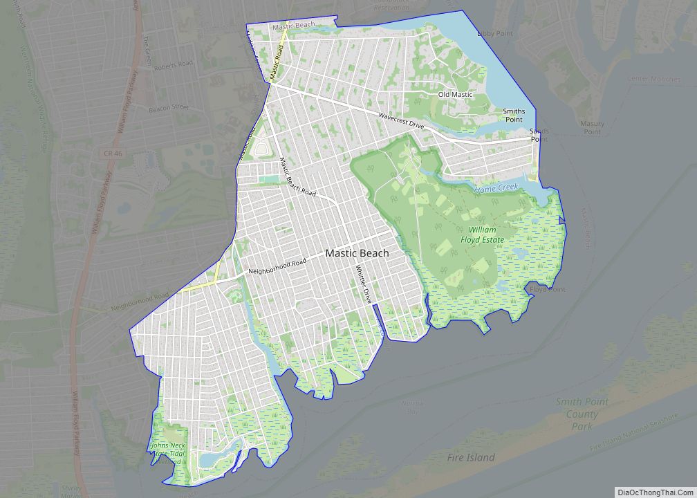 Map of Mastic Beach CDP