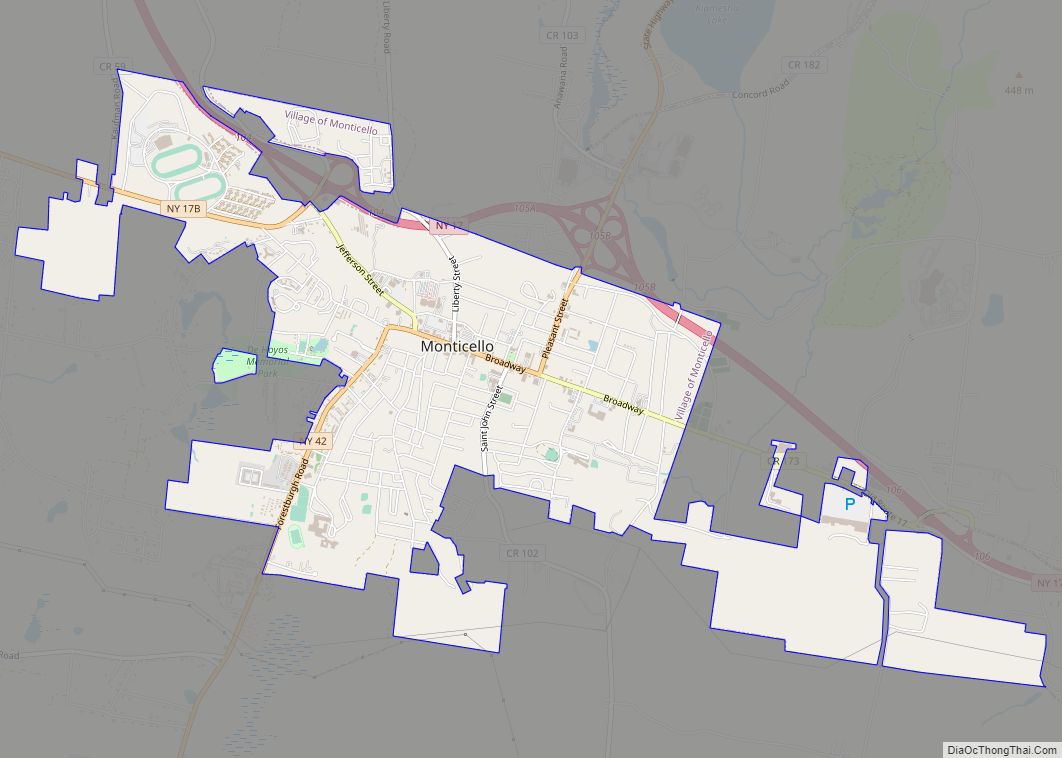 Map of Monticello village, New York