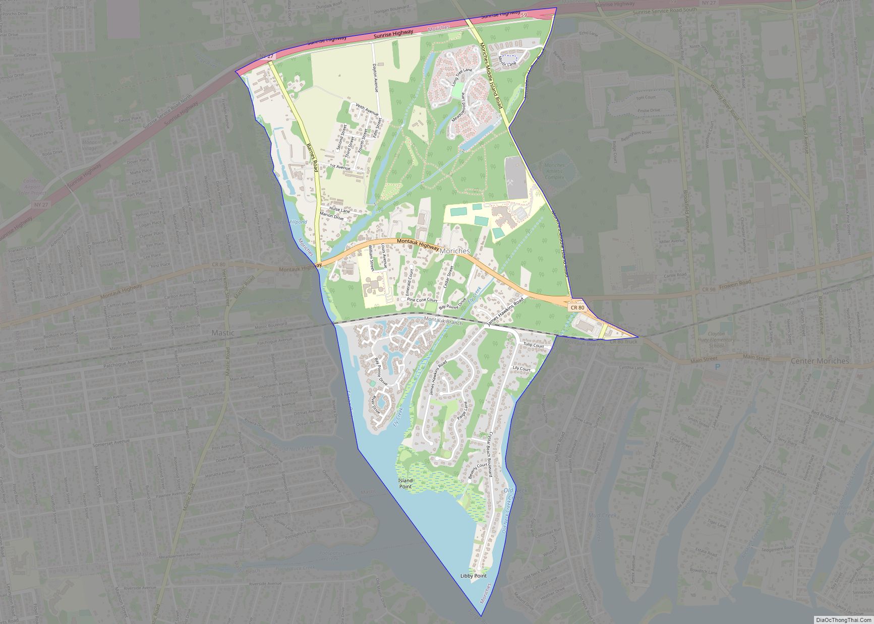 Map of Moriches CDP