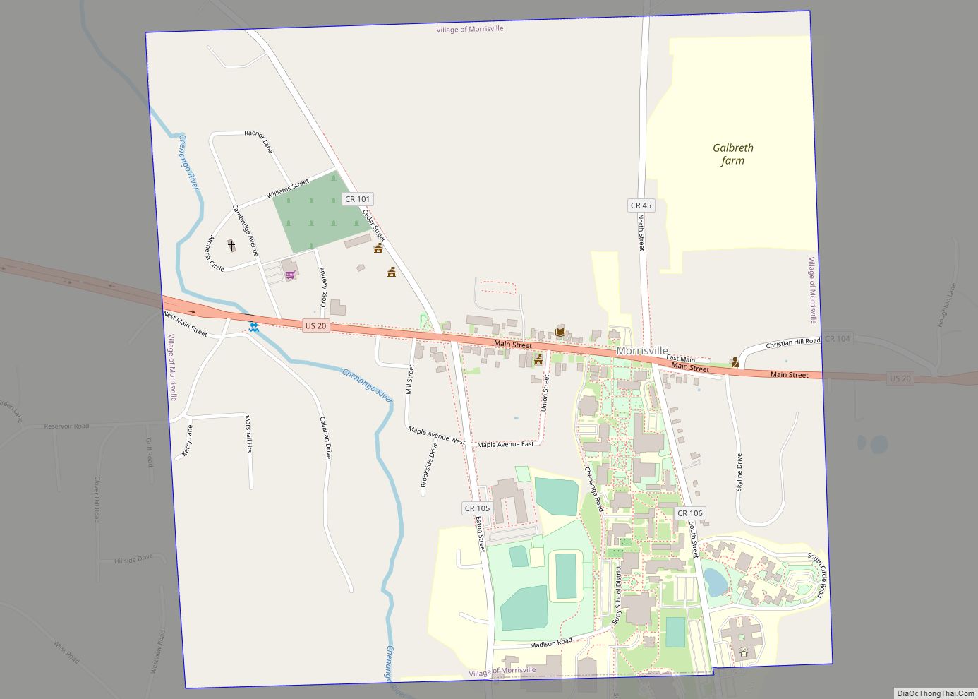 Map of Morrisville village, New York