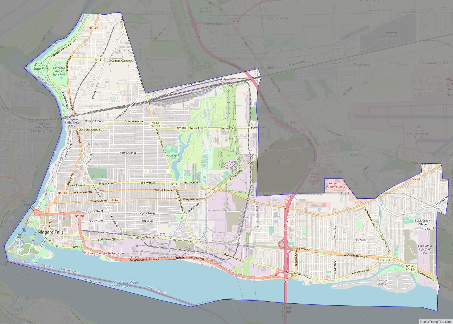 Map of Niagara Falls city