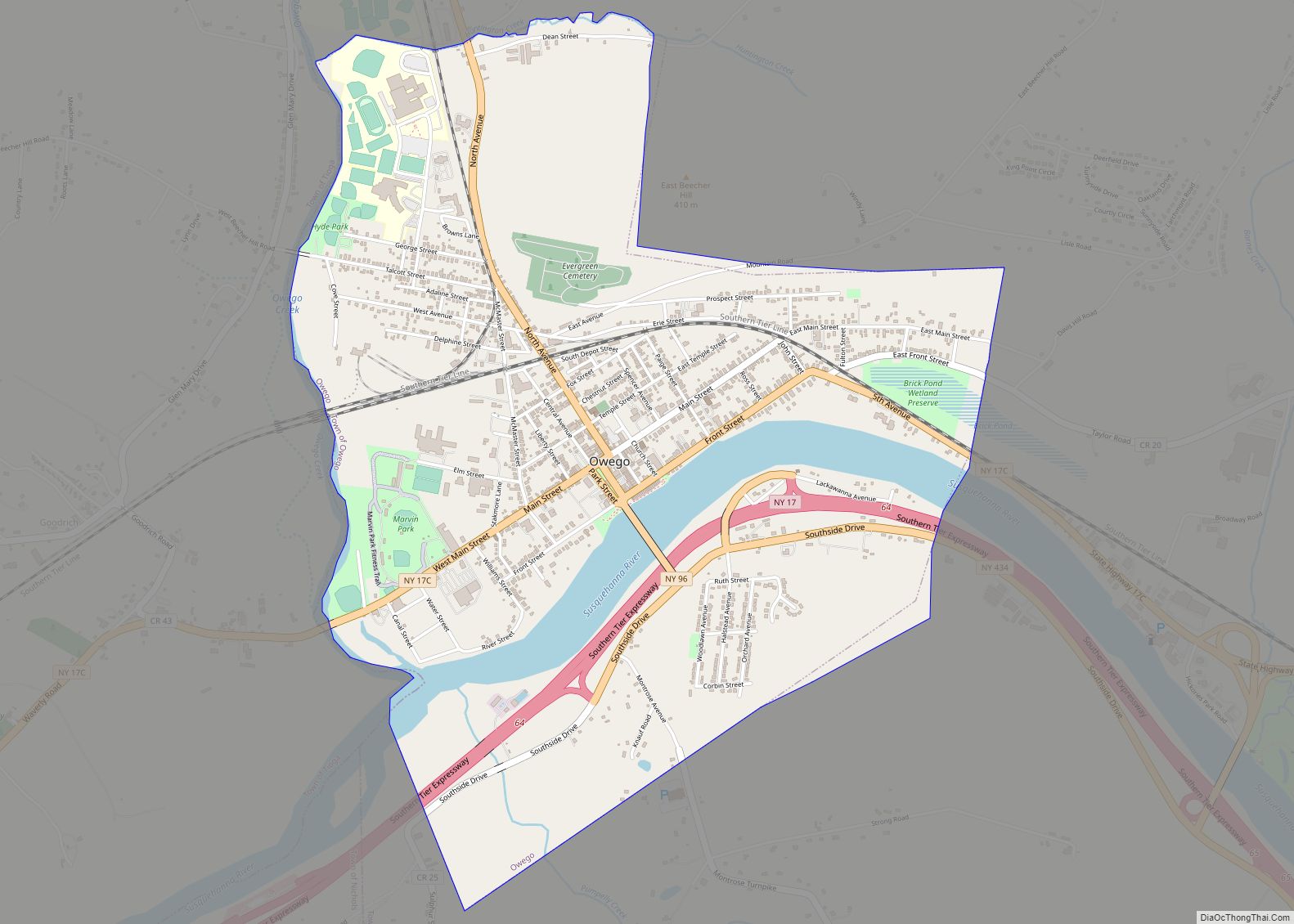 Map of Owego village