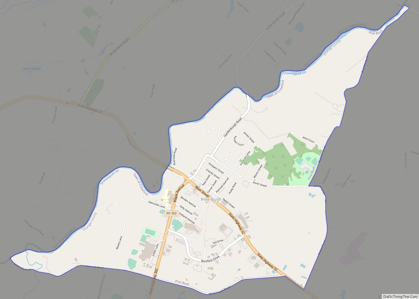 Map of Pine Bush CDP