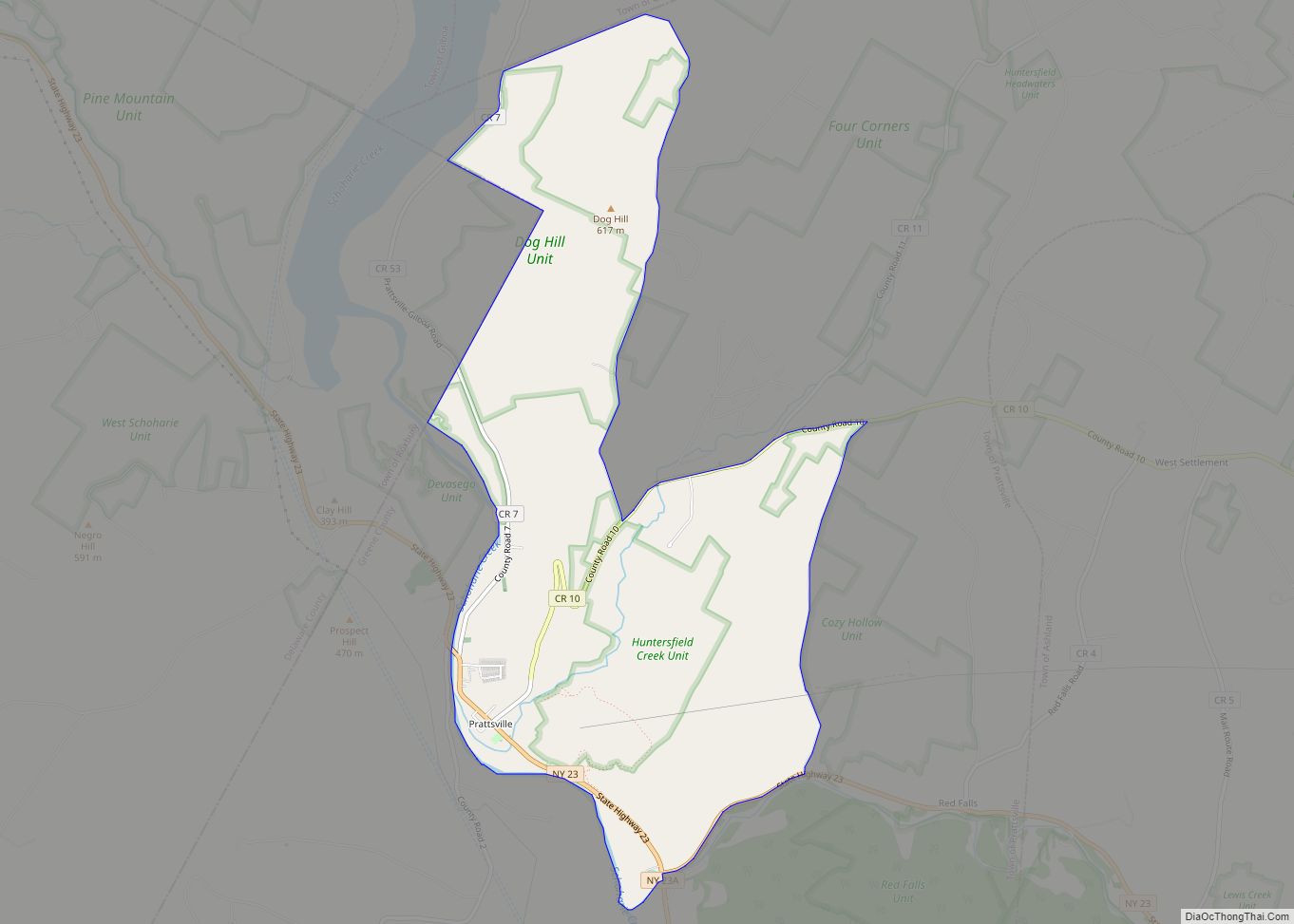 Map of Prattsville CDP, New York