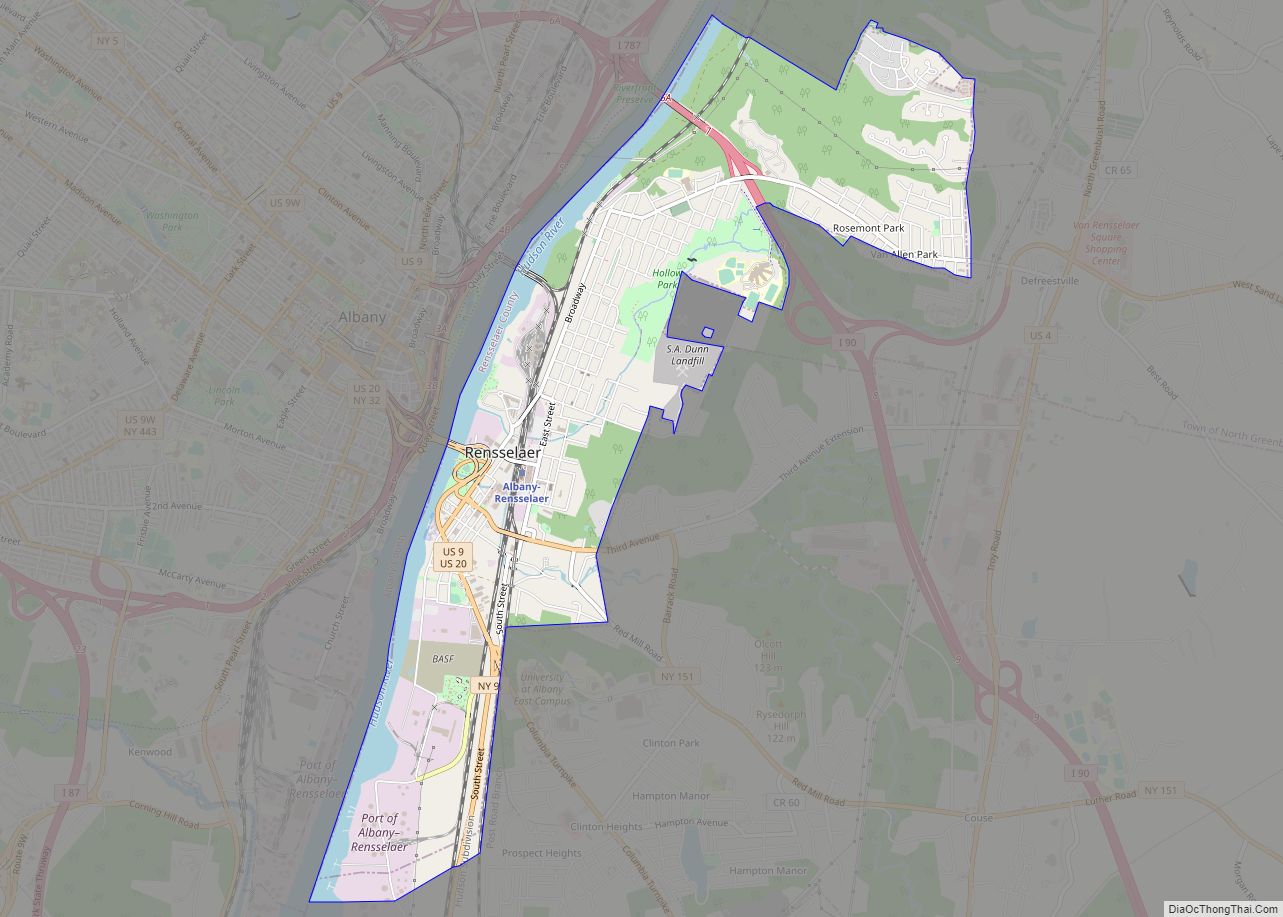 Map of Rensselaer city, New York