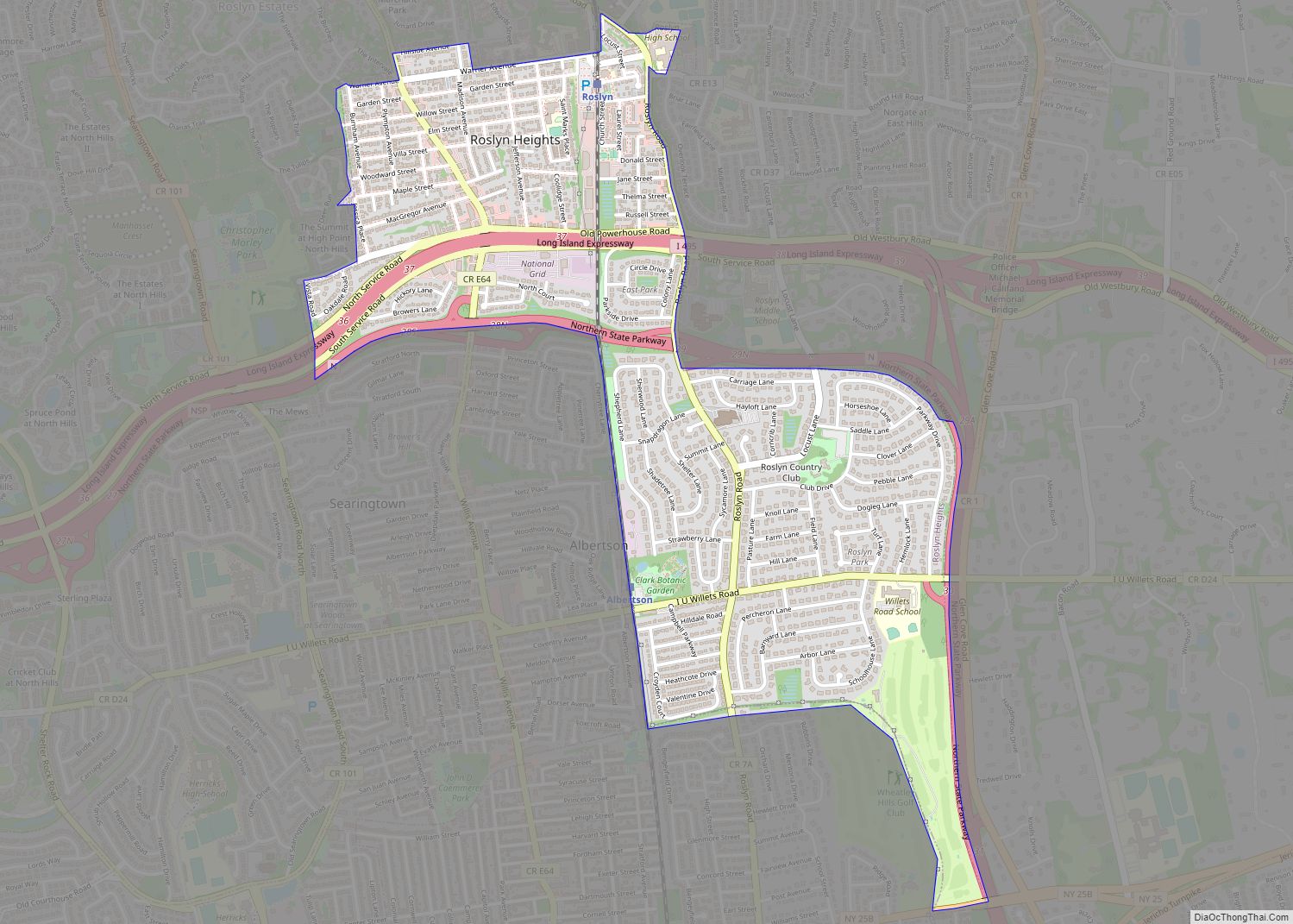 Map of Roslyn Heights CDP