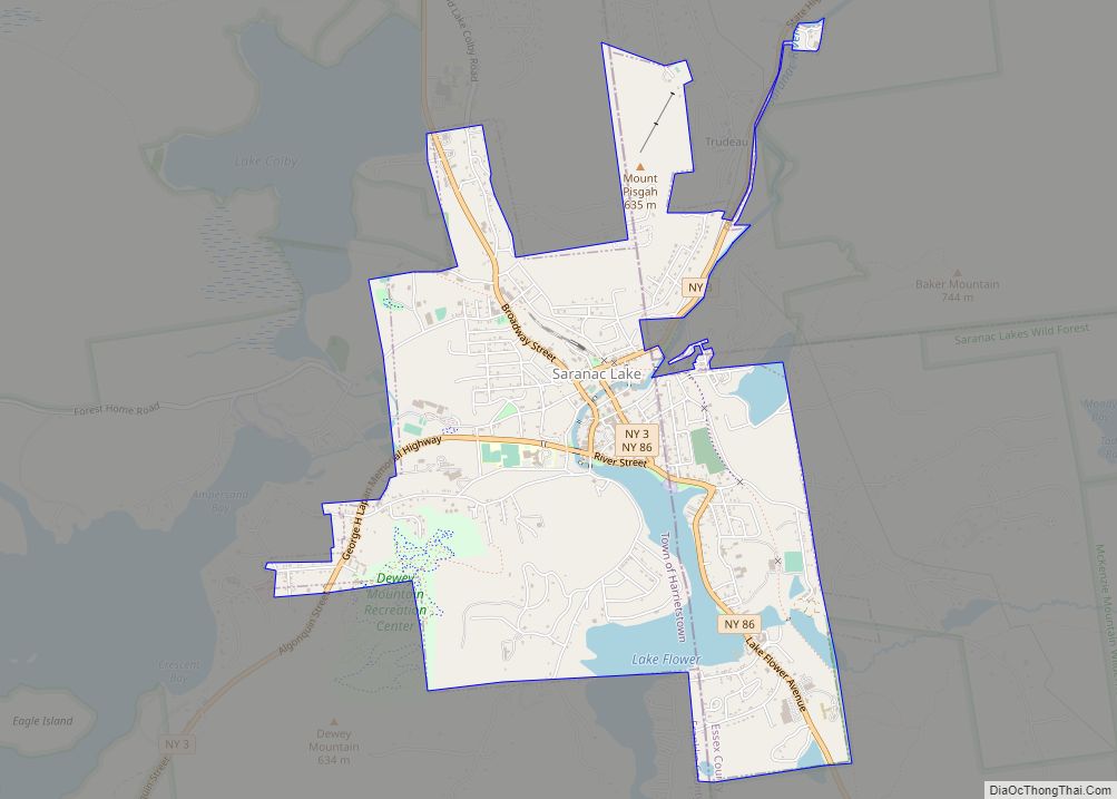 Map of Saranac Lake village