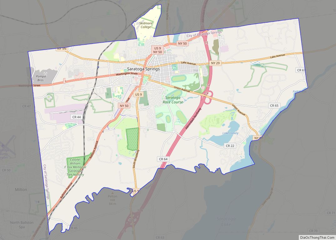 Map of Saratoga Springs city, New York