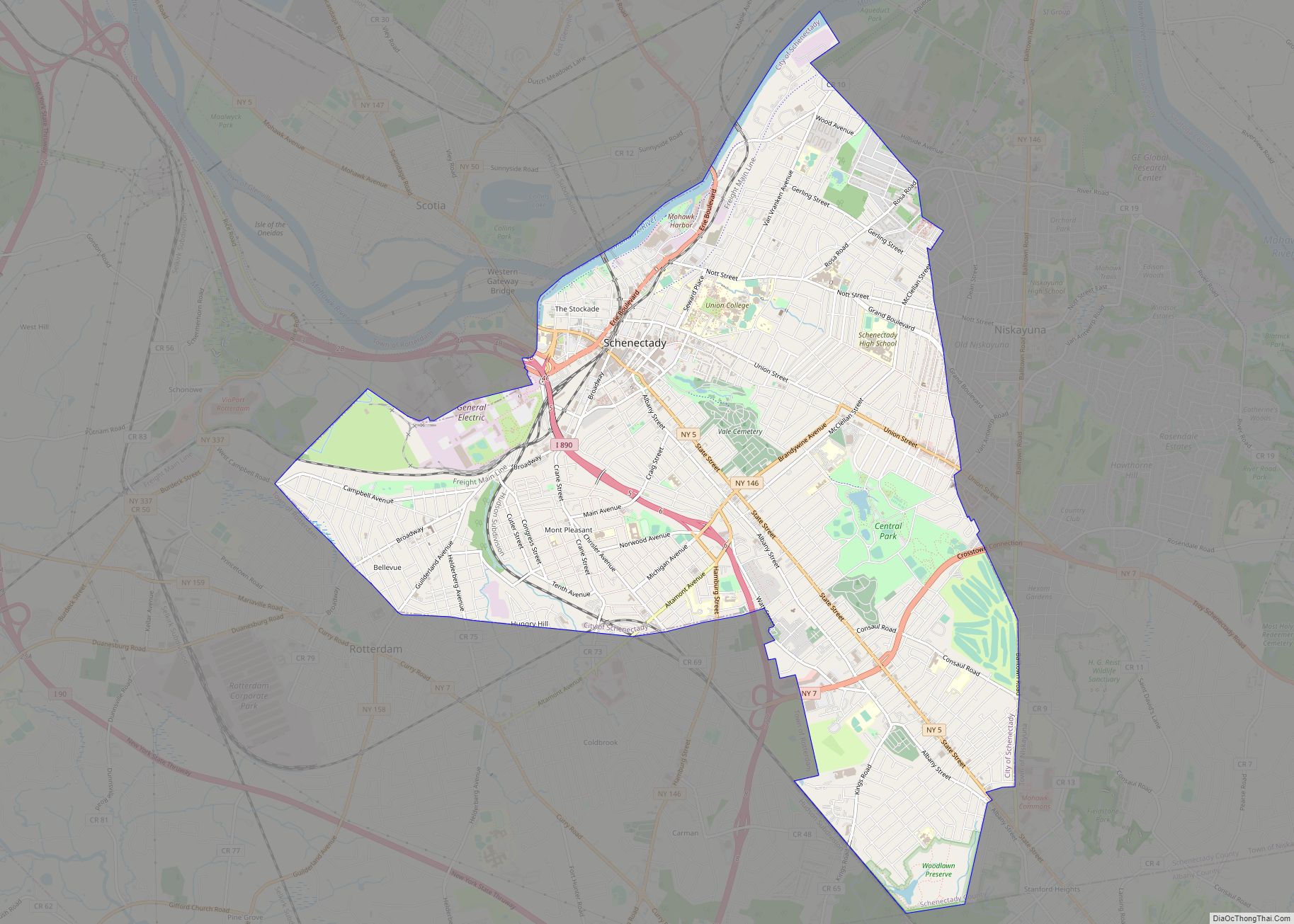 Map of Schenectady city