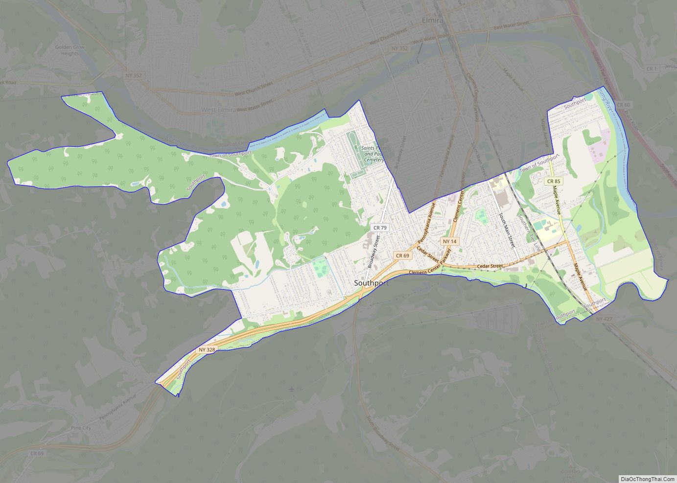 Map of Southport CDP, New York