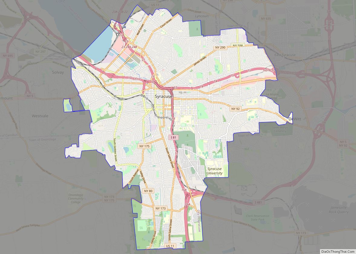 Map of Syracuse city, New York