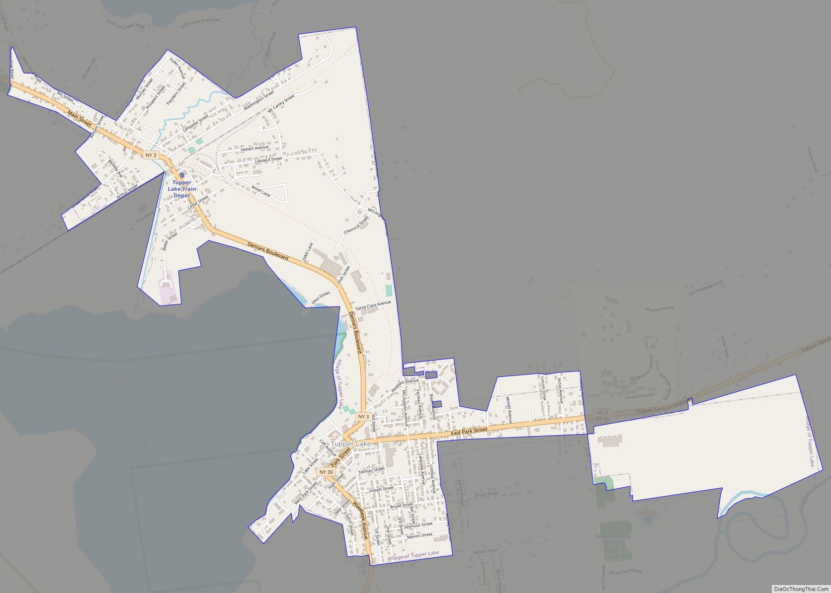 Map of Tupper Lake village