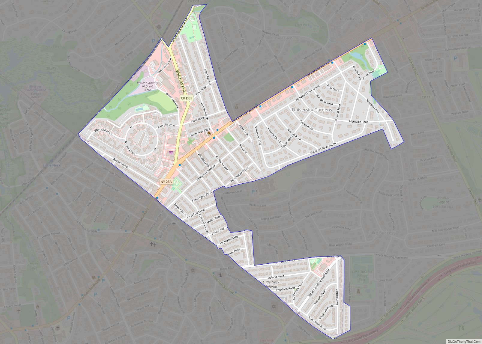 Map of University Gardens CDP