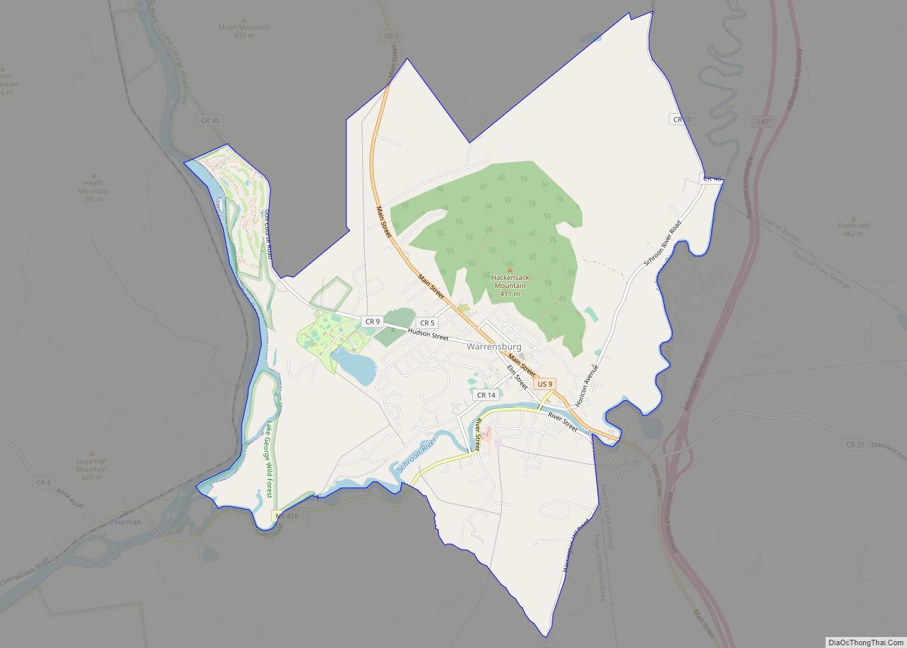 Map of Warrensburg CDP, New York