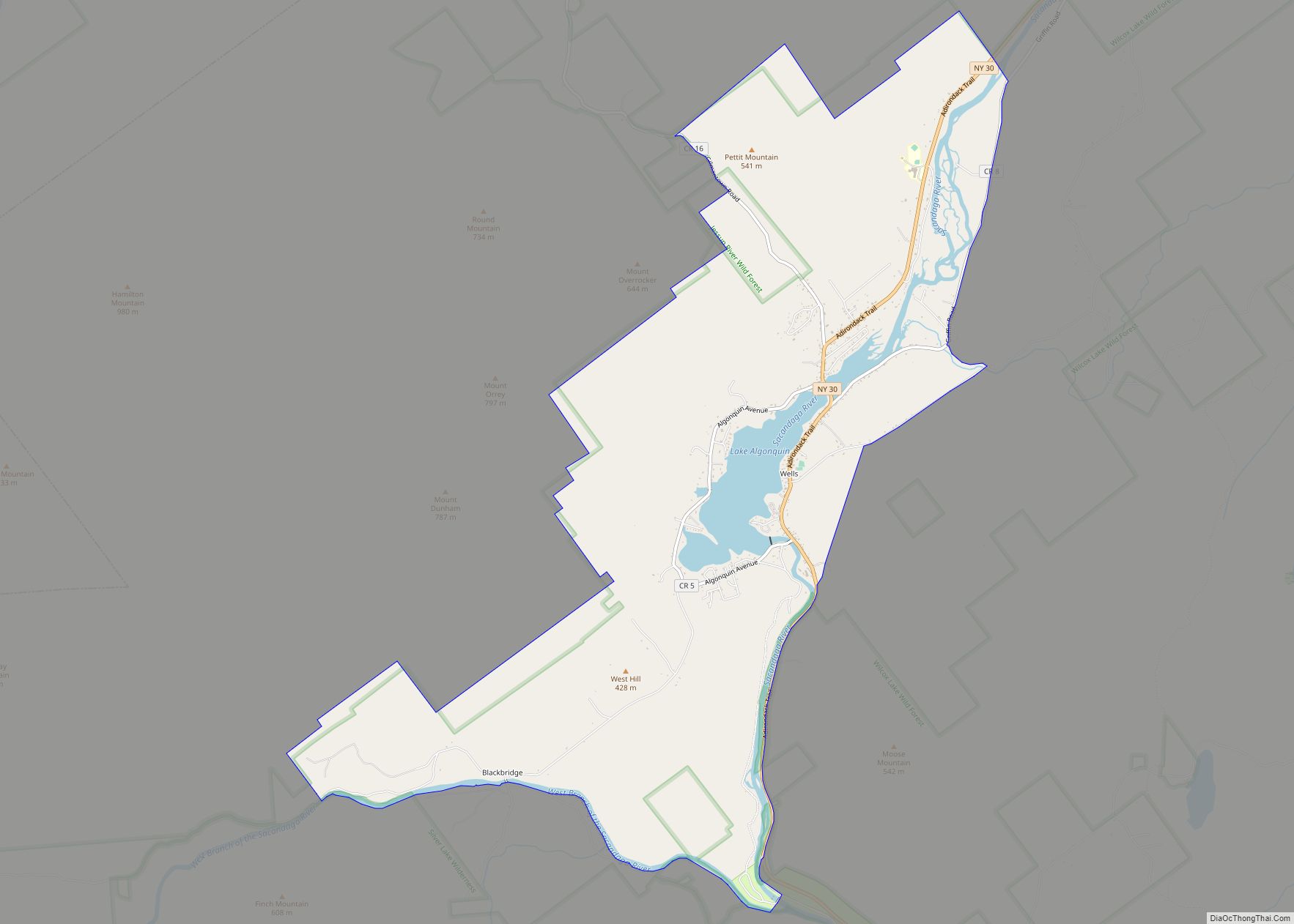 Map of Wells CDP, New York