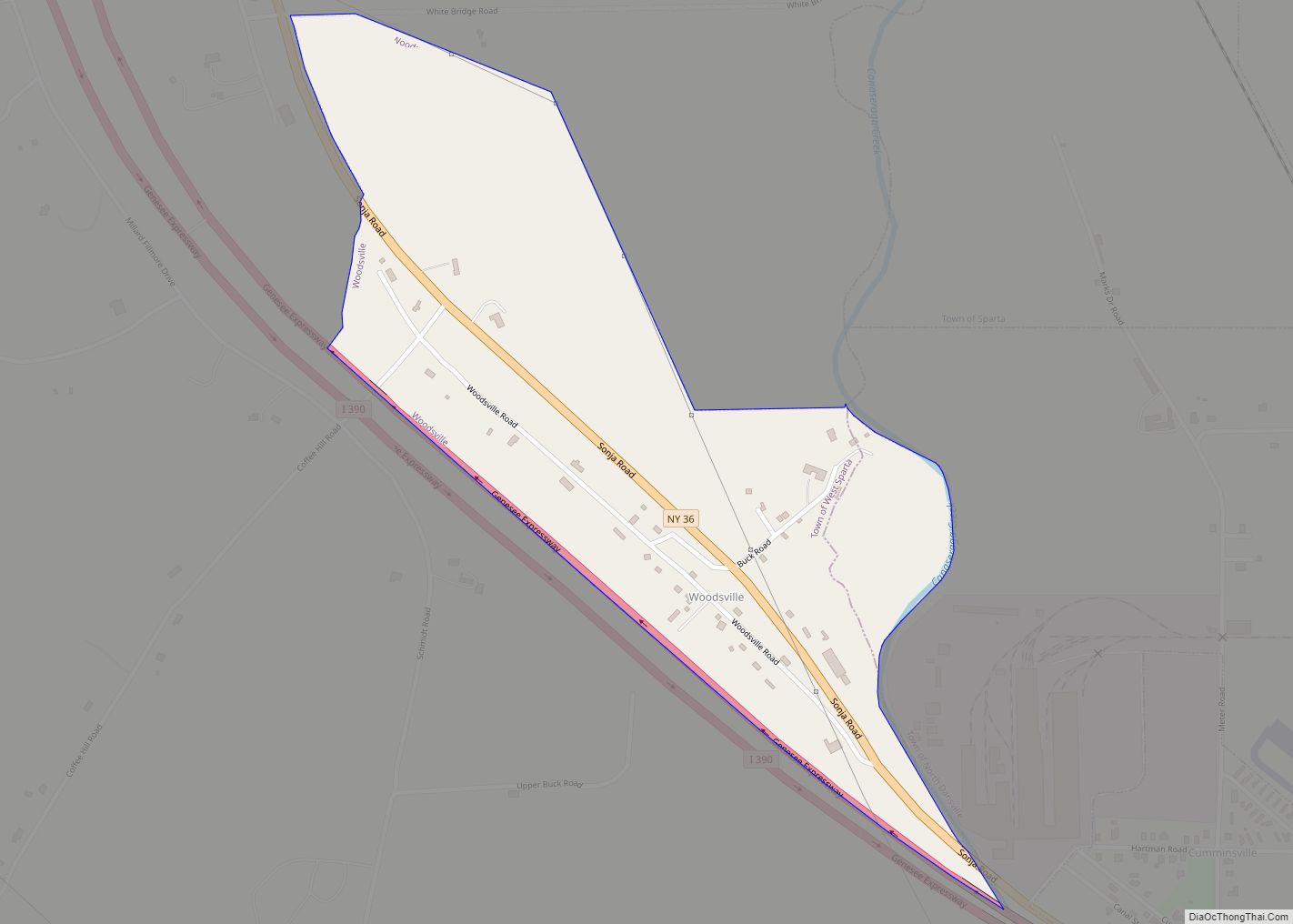 Map of Woodsville CDP, New York