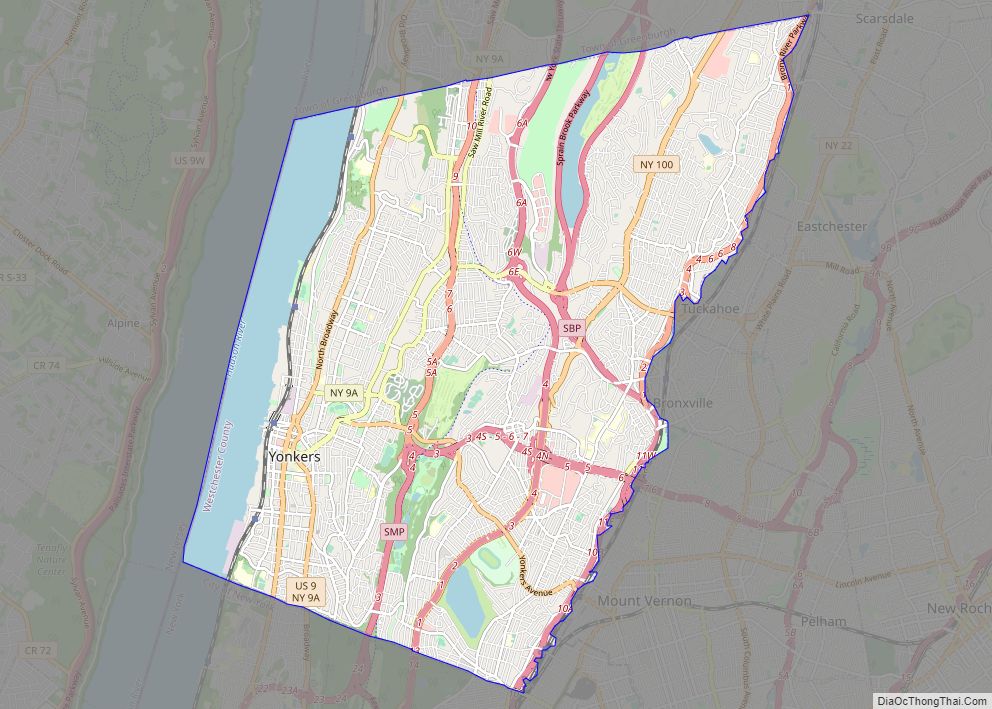 Map of Yonkers city