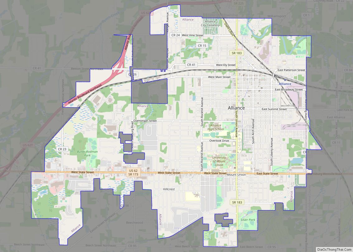 Map of Alliance city, Ohio