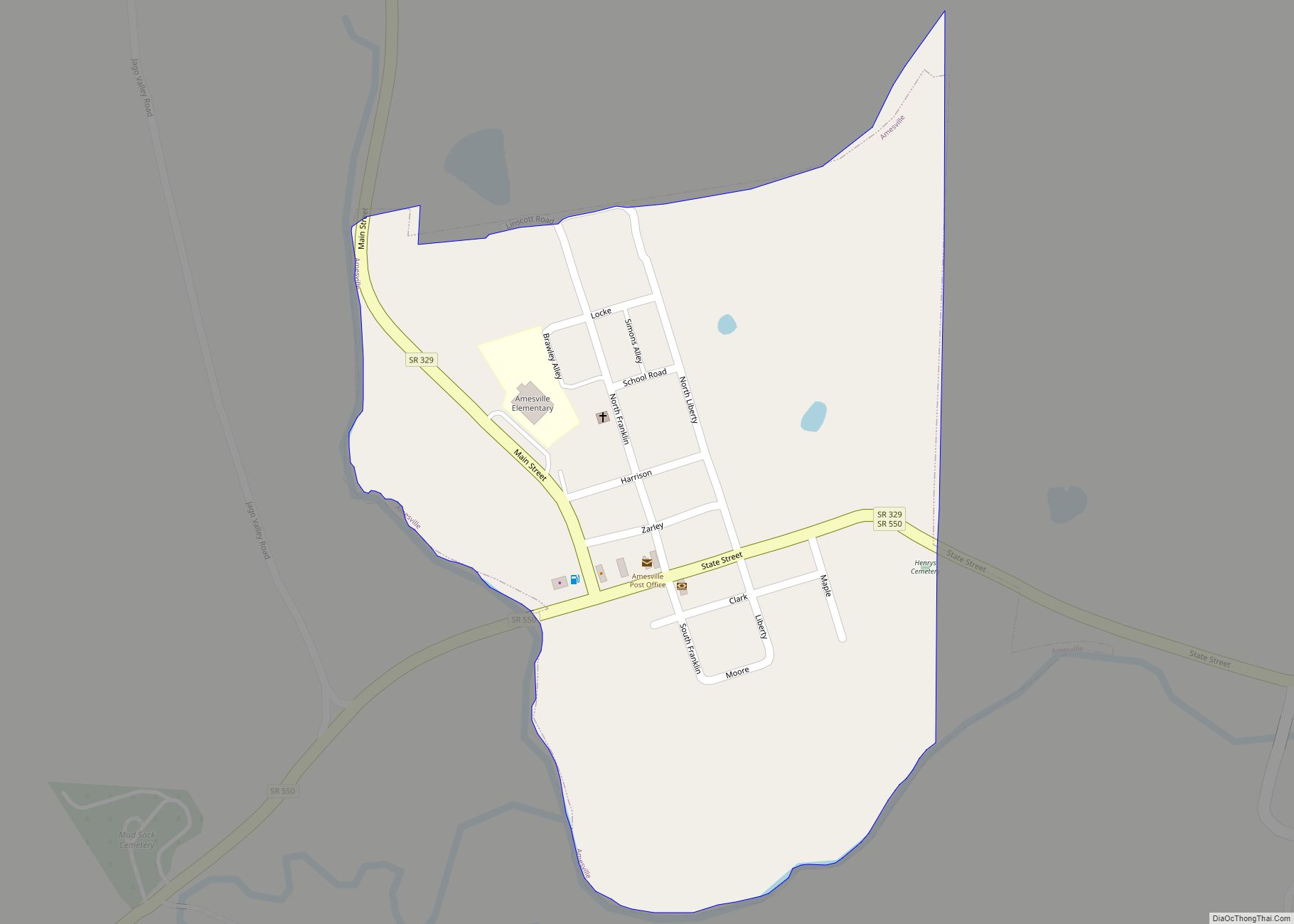 Map of Amesville village