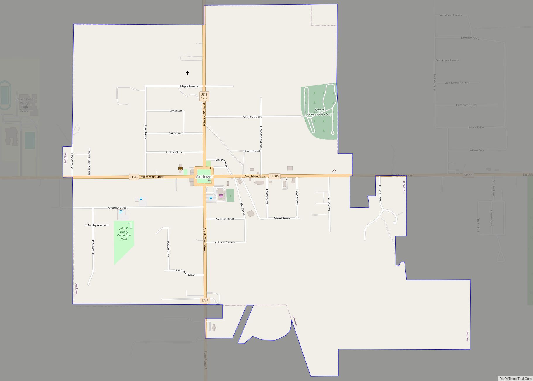 Map of Andover village, Ohio