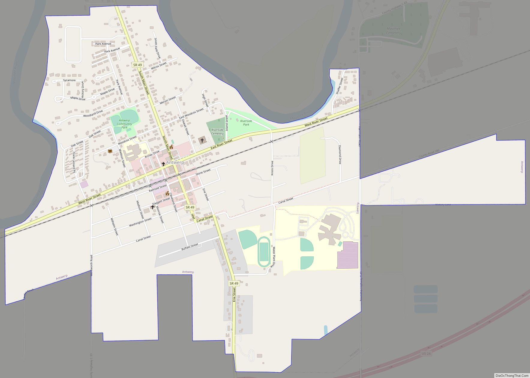 Map of Antwerp village, Ohio