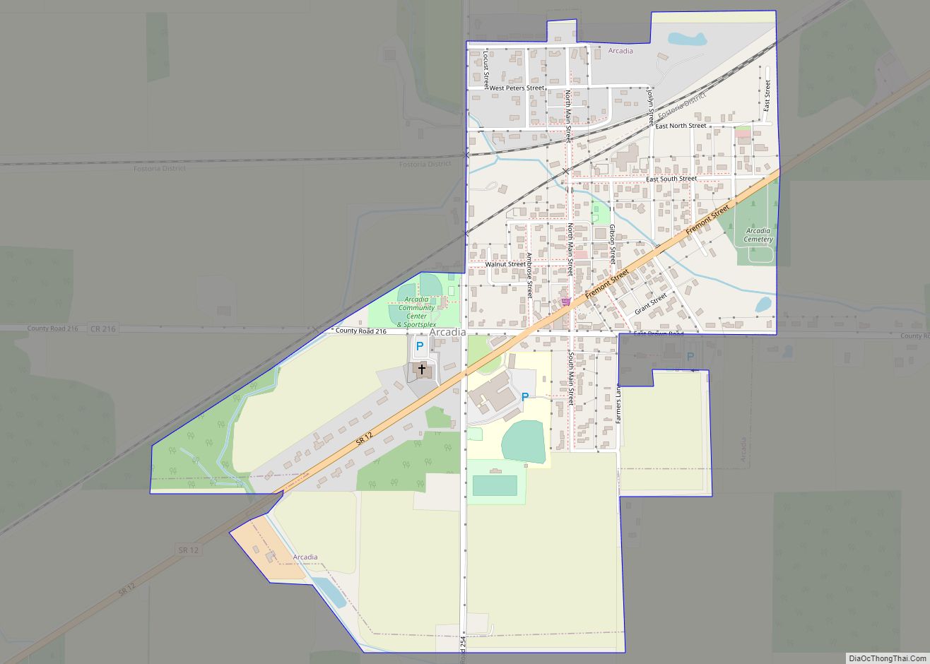 Map of Arcadia village, Ohio