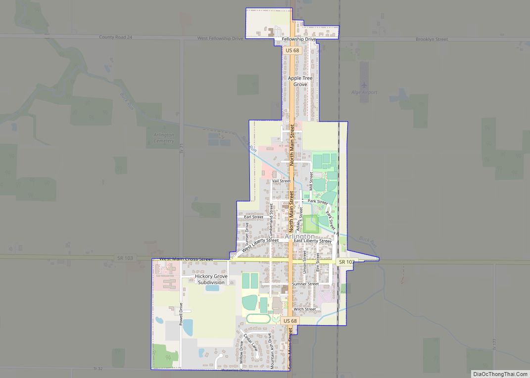 Map of Arlington village, Ohio