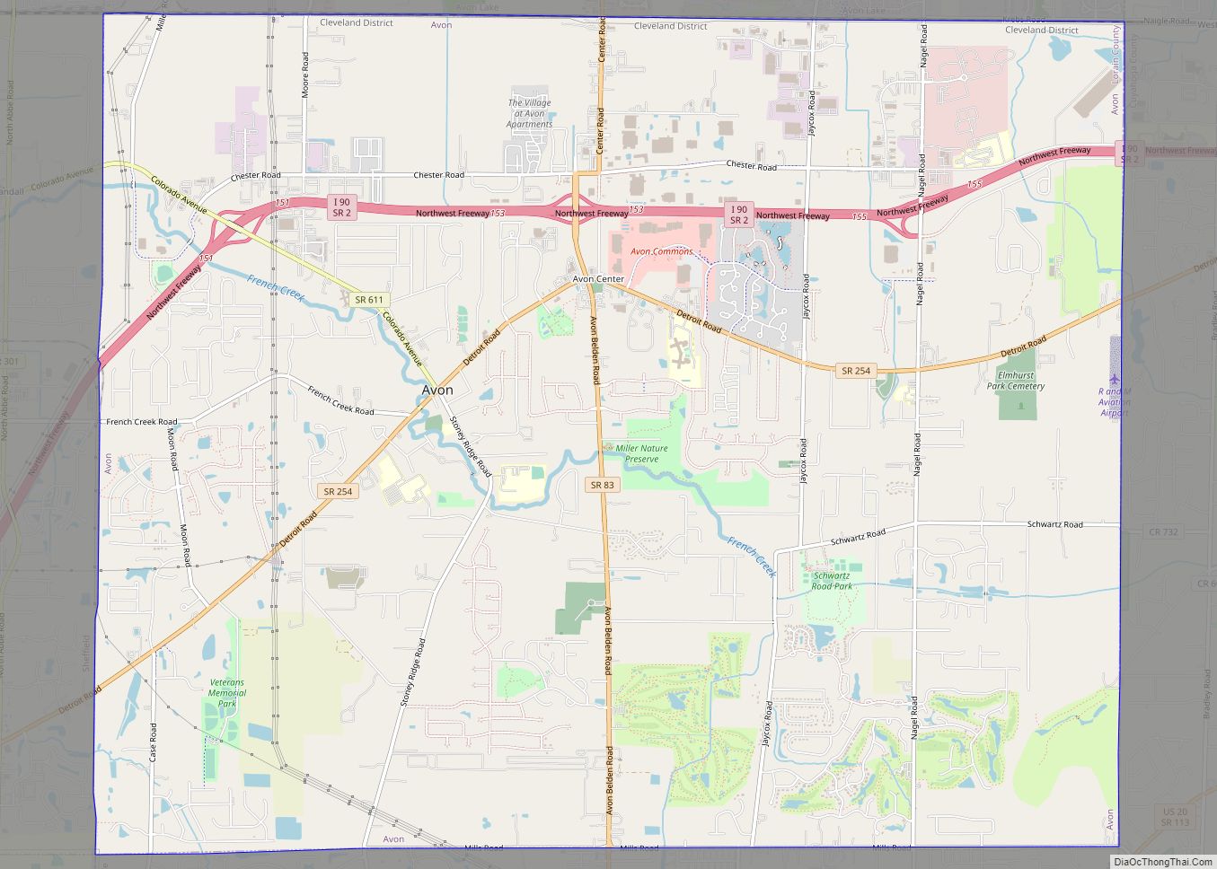 Map of Avon city, Ohio