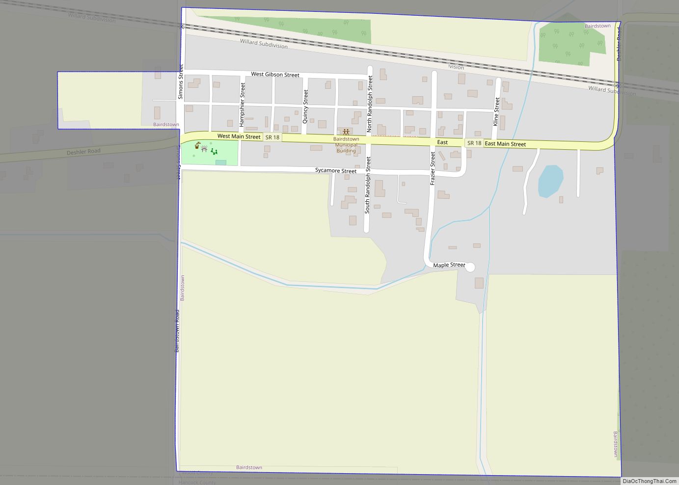 Map of Bairdstown village