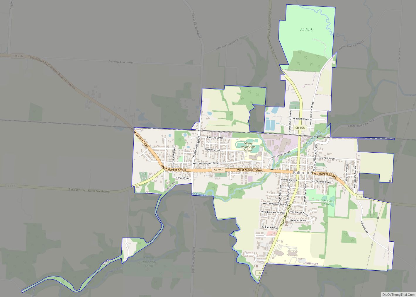 Map of Baltimore village, Ohio
