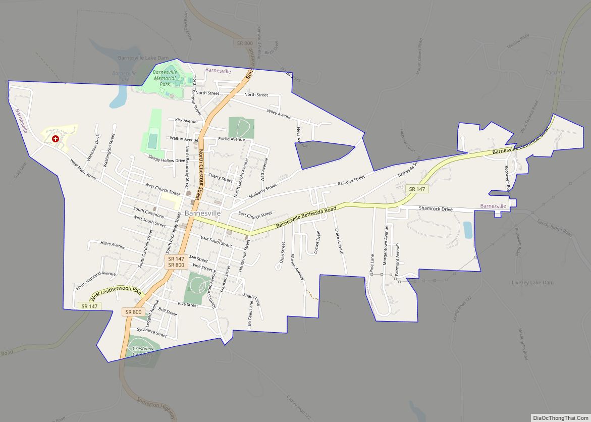 Map of Barnesville village, Ohio