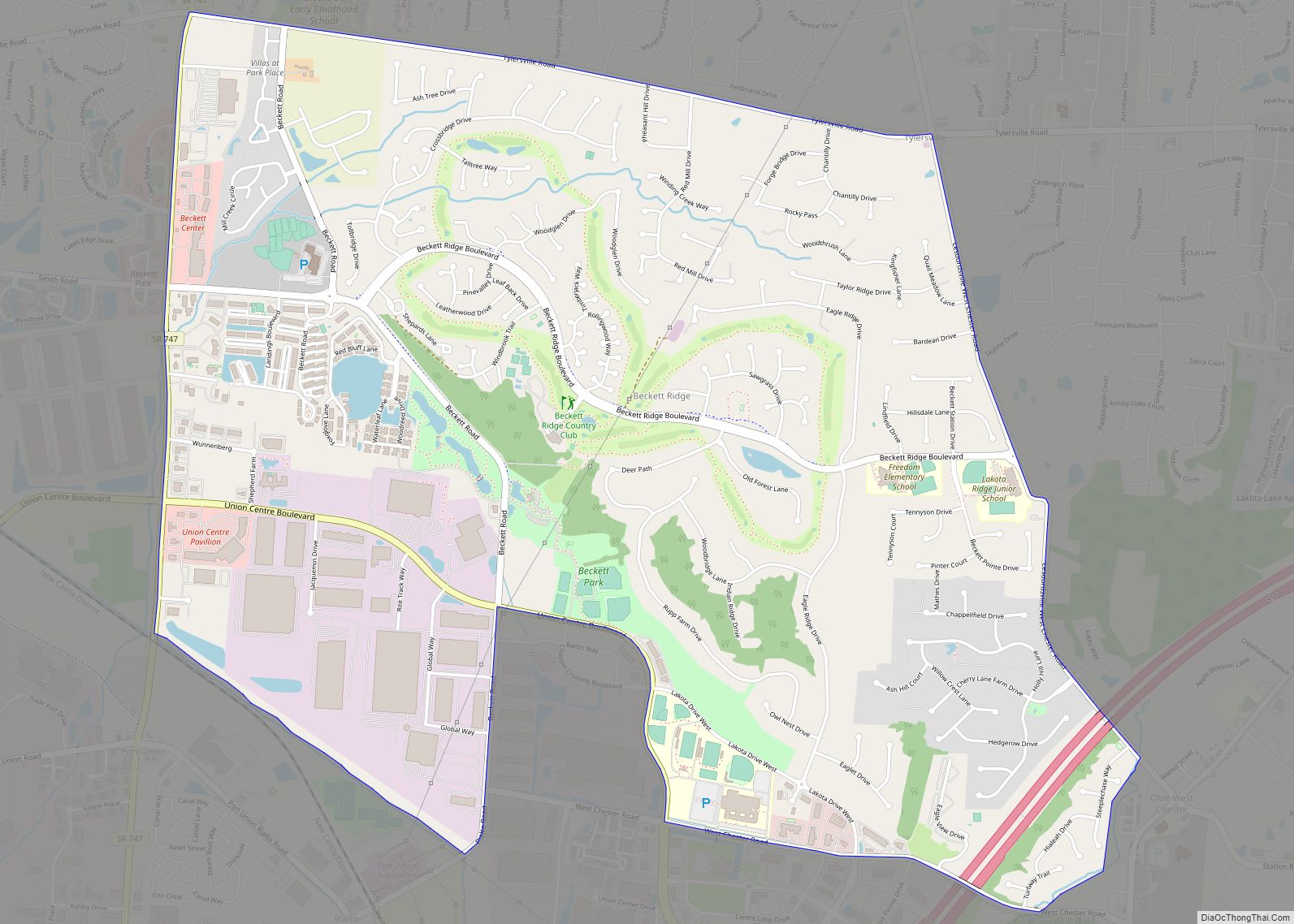 Map of Beckett Ridge CDP