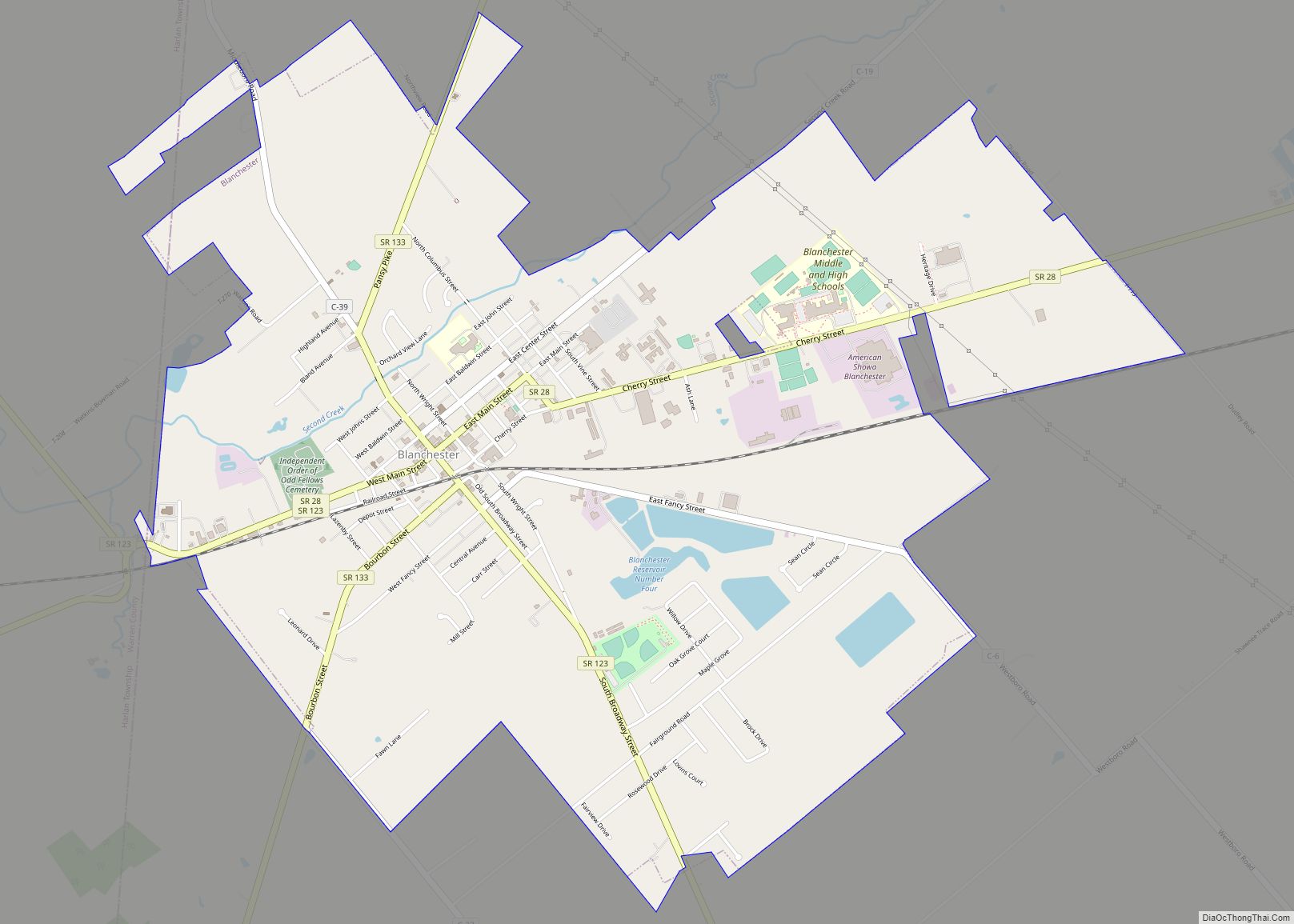 Map of Blanchester village