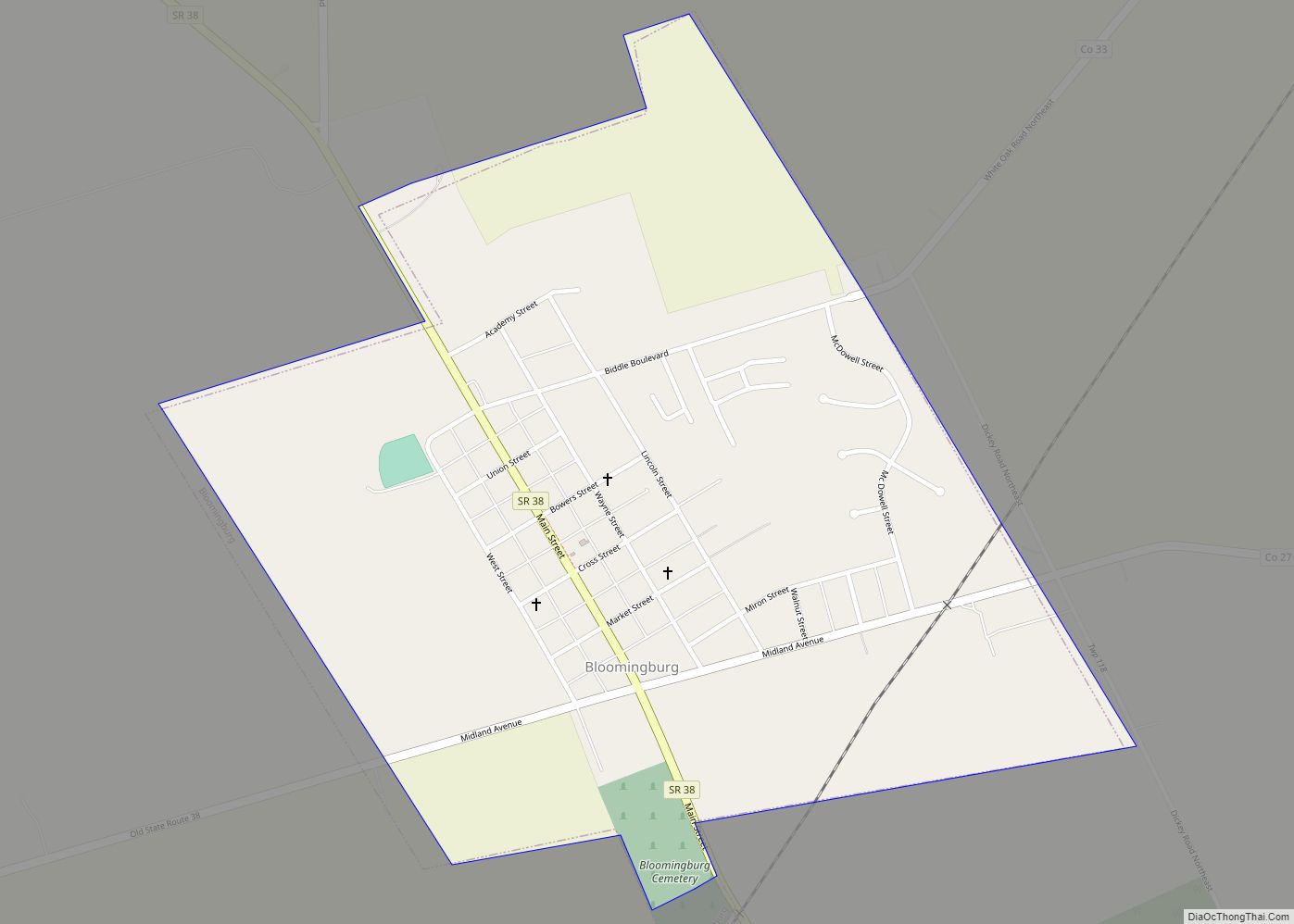 Map of Bloomingburg village, Ohio