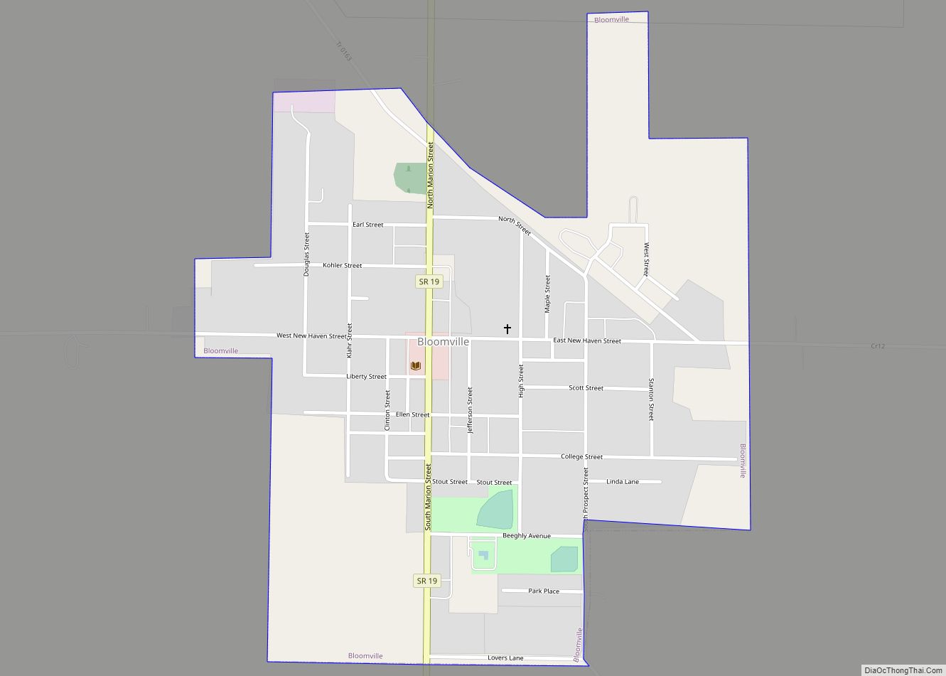 Map of Bloomville village, Ohio