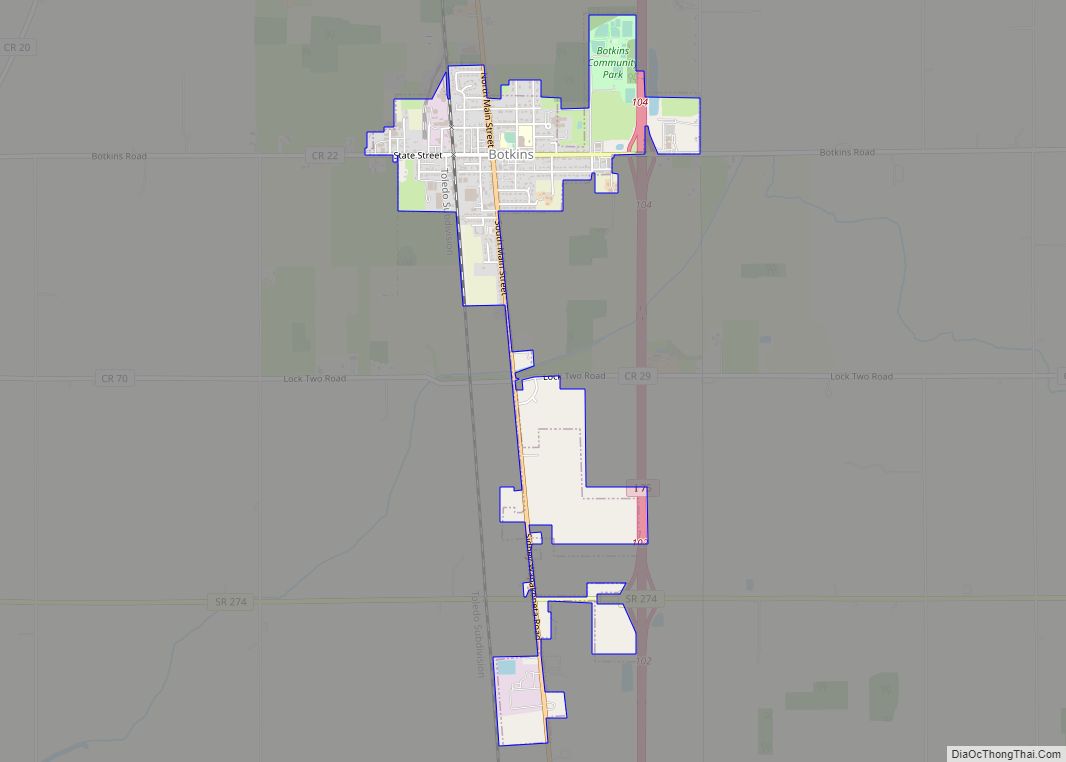 Map of Botkins village