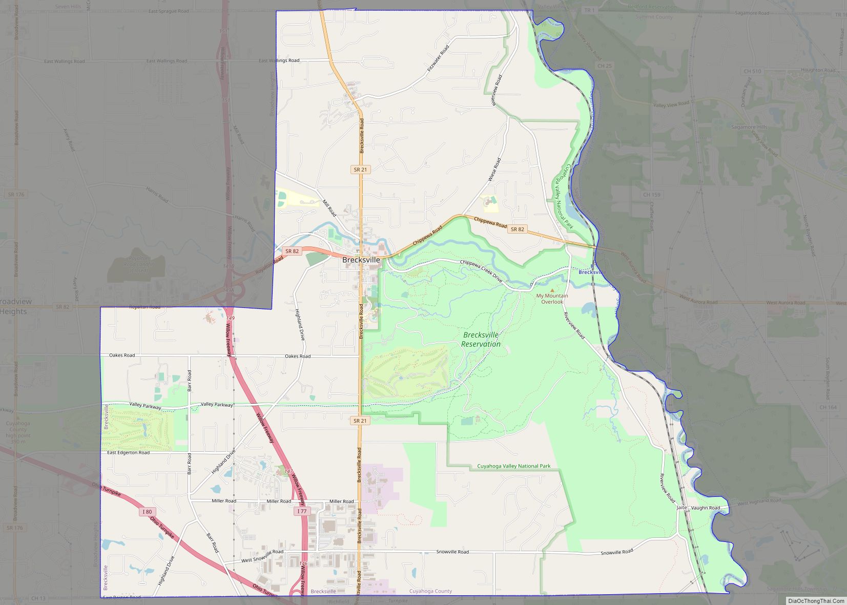 Map of Brecksville city