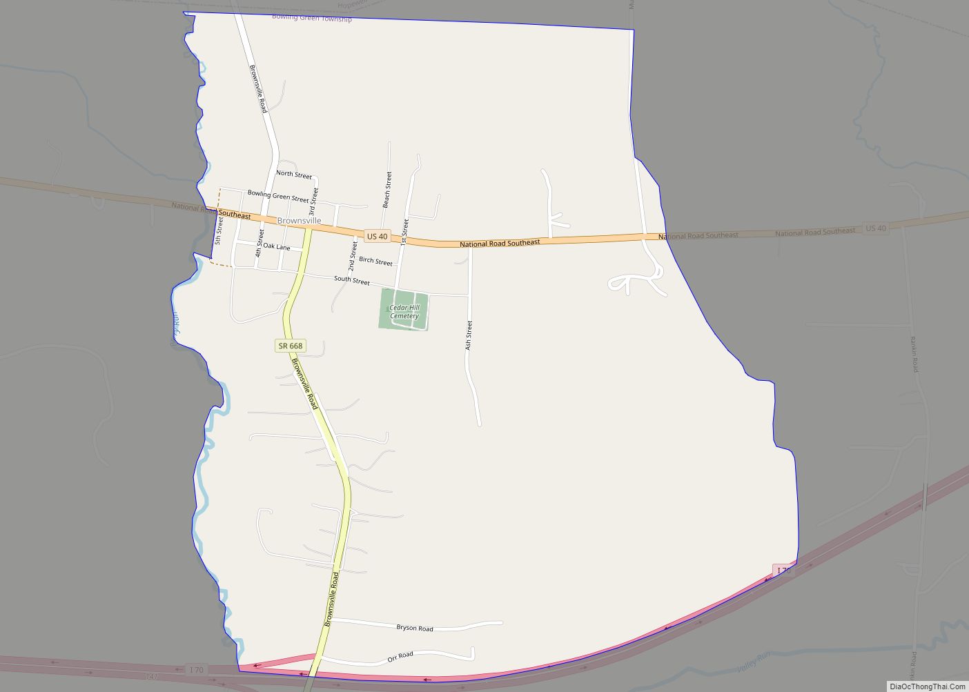 Map of Brownsville CDP, Ohio