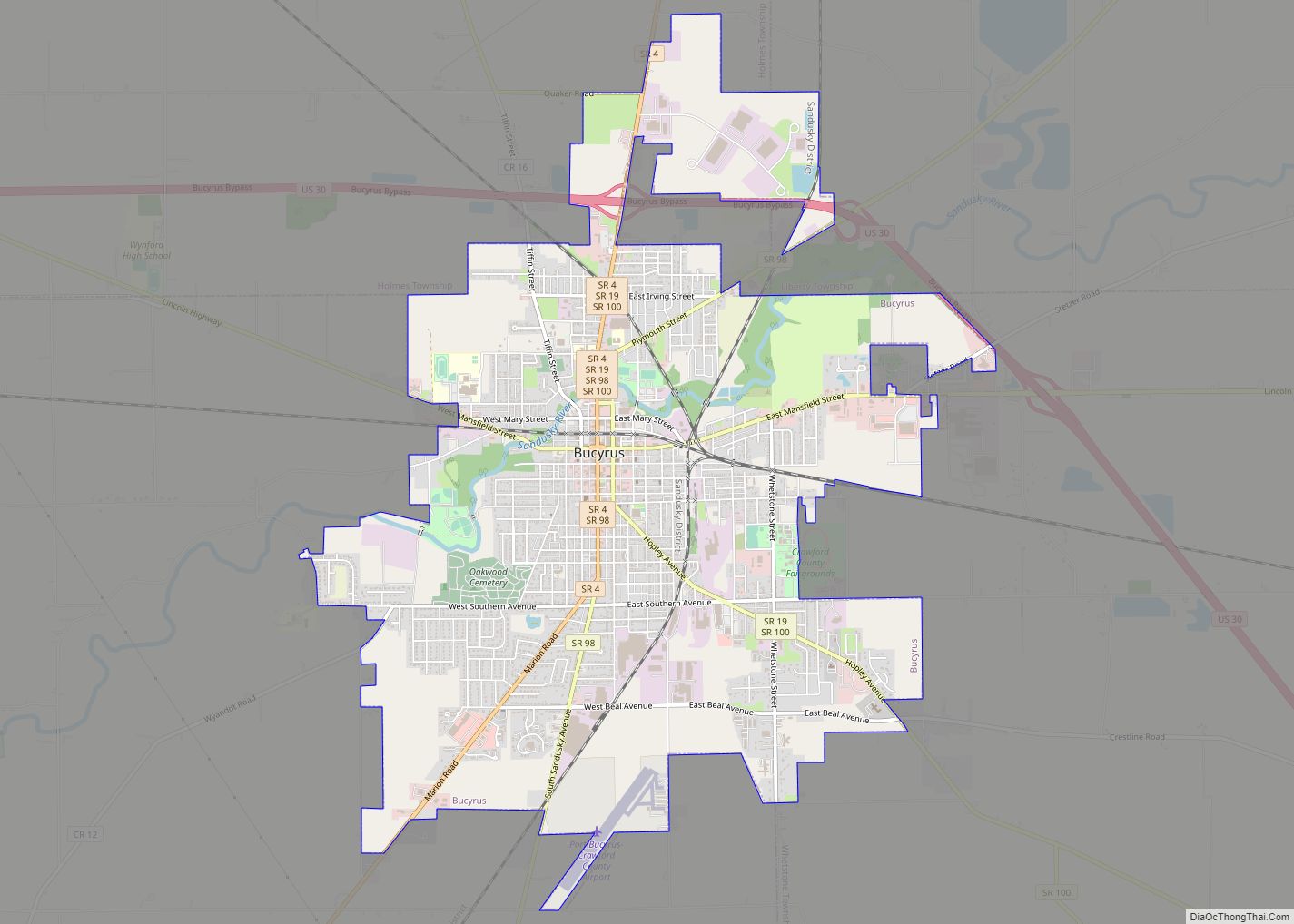 Map of Bucyrus city, Ohio