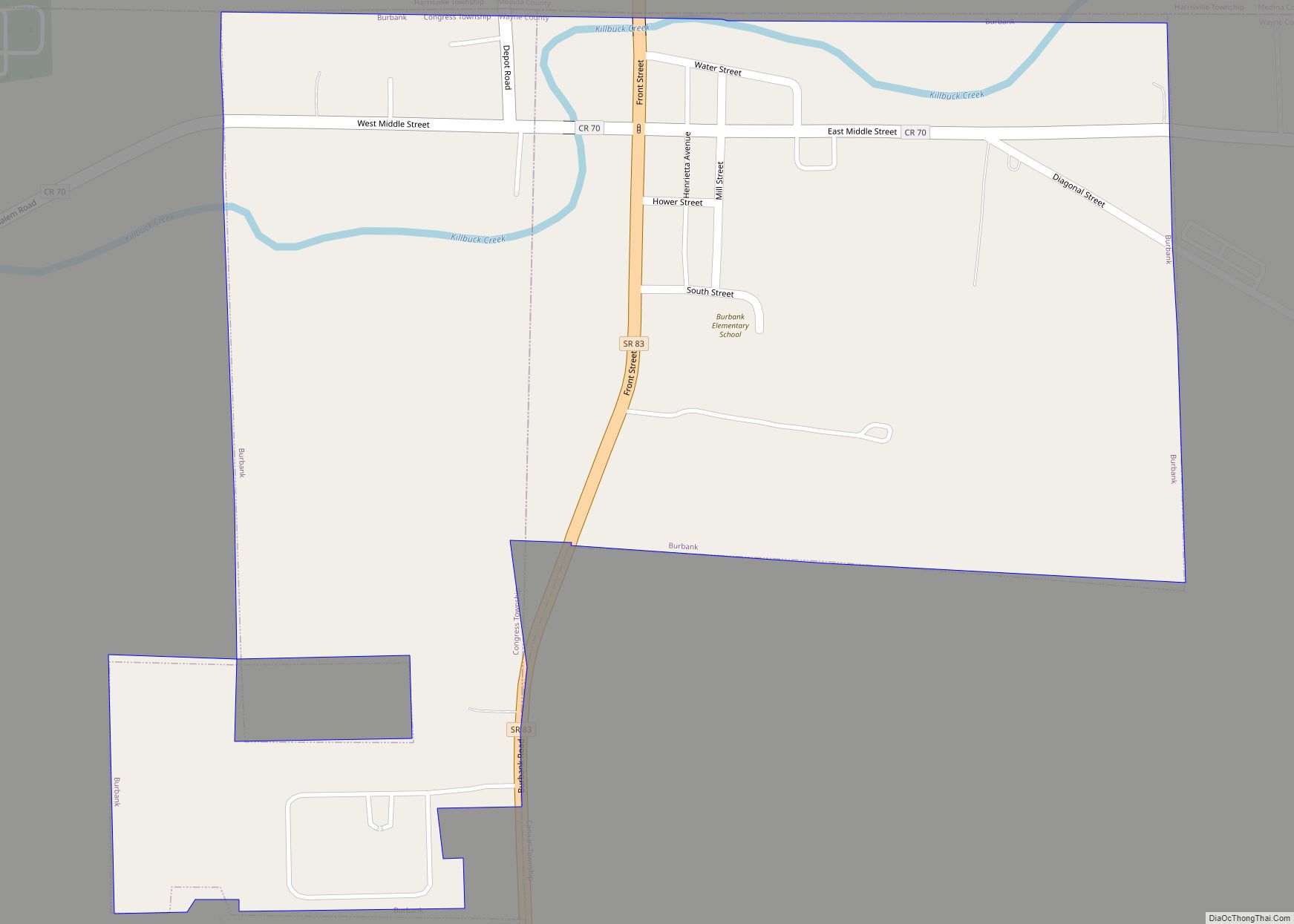 Map of Burbank village, Ohio
