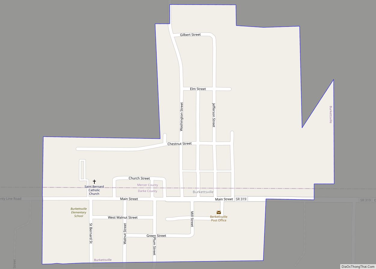 Map of Burkettsville village