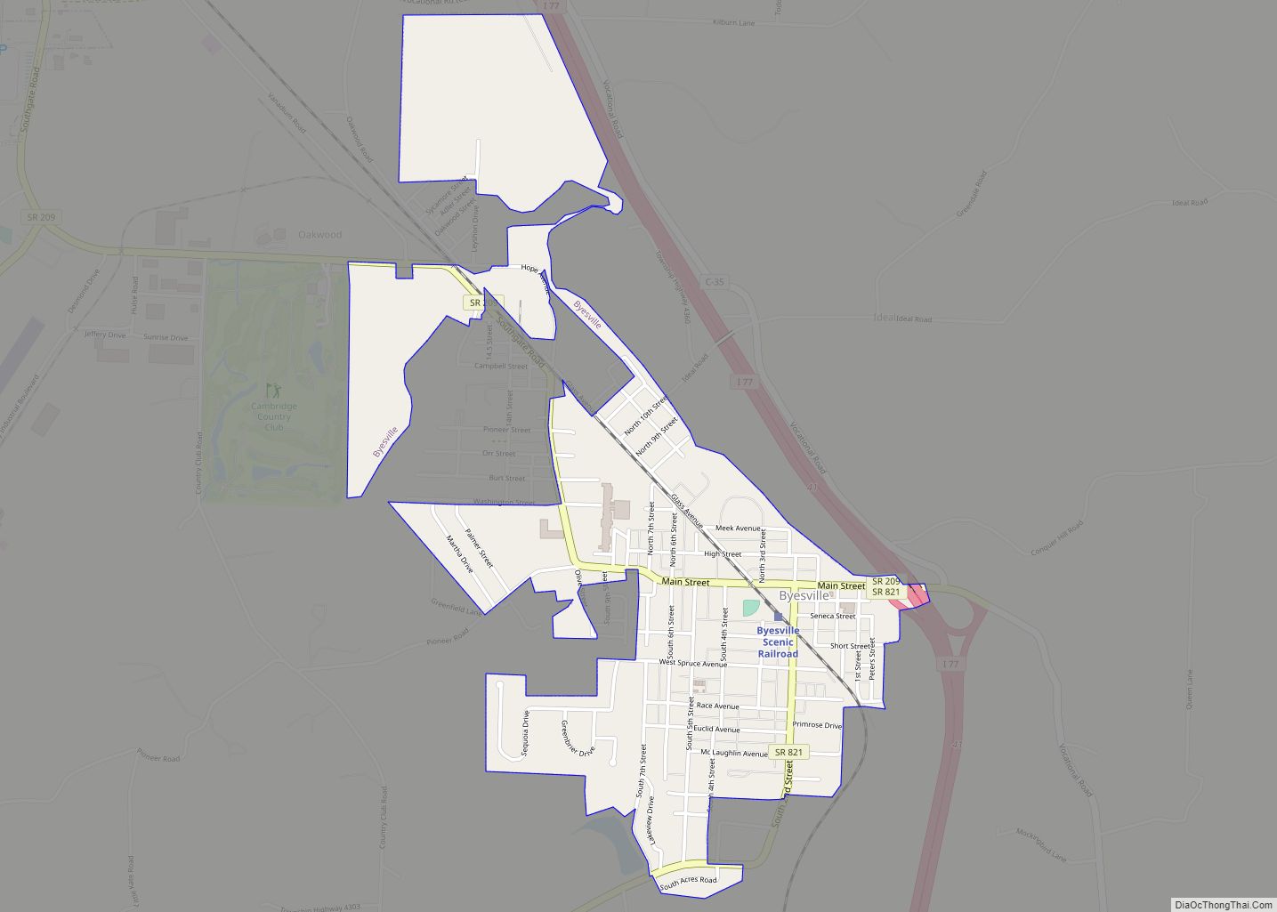Map of Byesville village