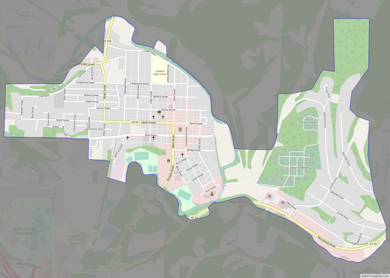 Map of Caldwell village, Ohio